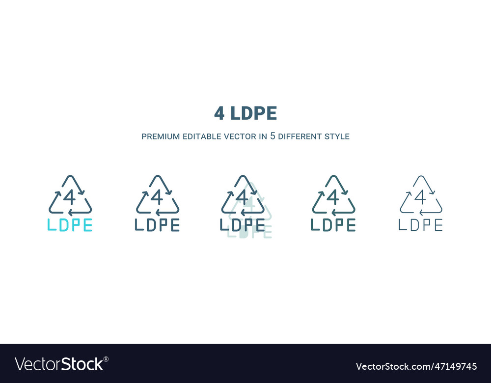 4 ldpe icon in 5 different style outline filled vector image 4 ldpe icon in 5 different style outline filled