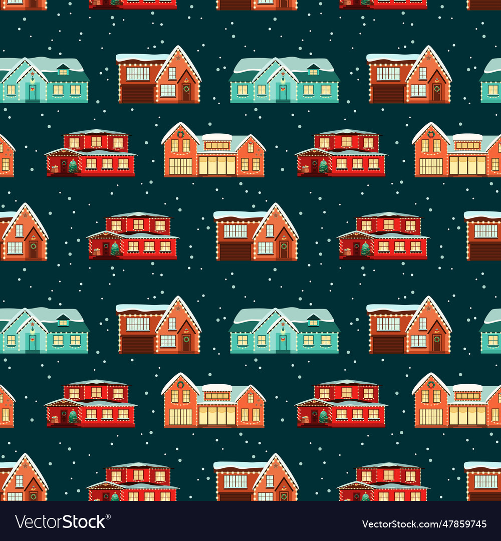 Christmas houses Royalty Free Vector Image - VectorStock