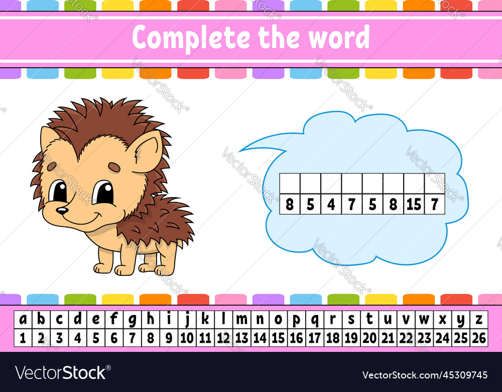 Complete the words cipher code learning vector image Complete the words cipher code learning