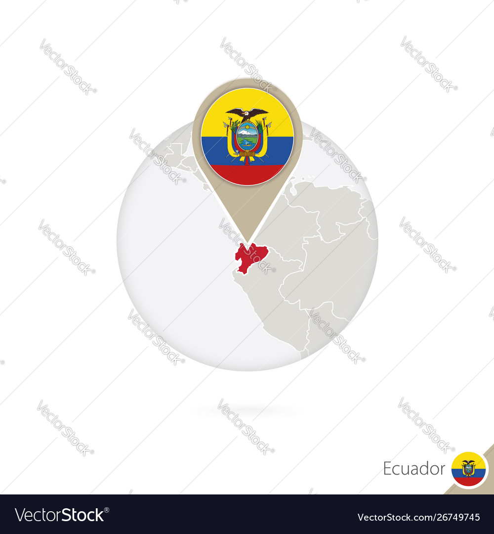 Ecuador map and flag in circle