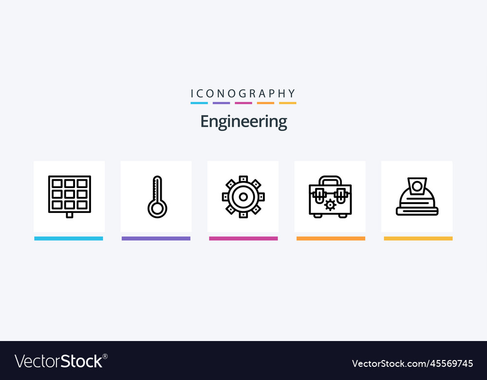 Engineering line 5 icon pack including building