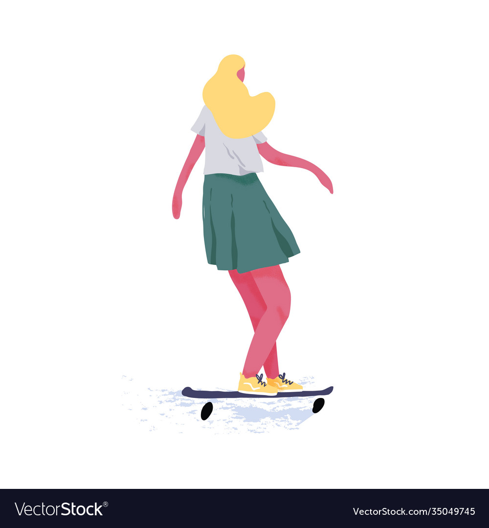 Female skateboarder riding skateboard young woman