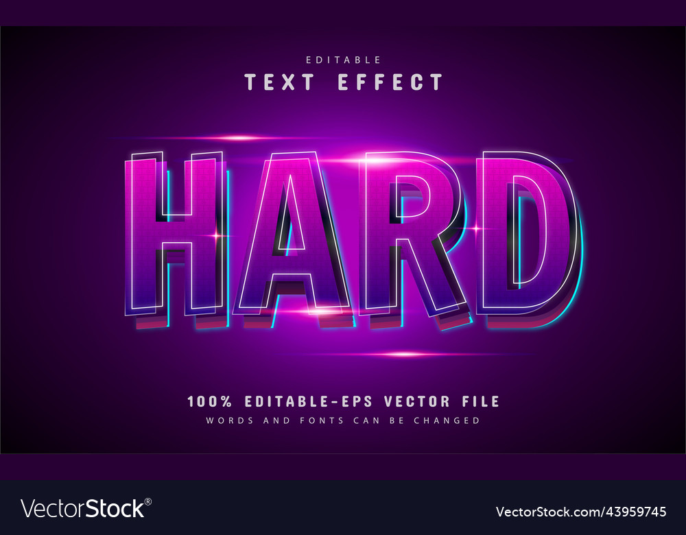 Hard text effect with purple gradient vector image Hard text effect with purple gradient