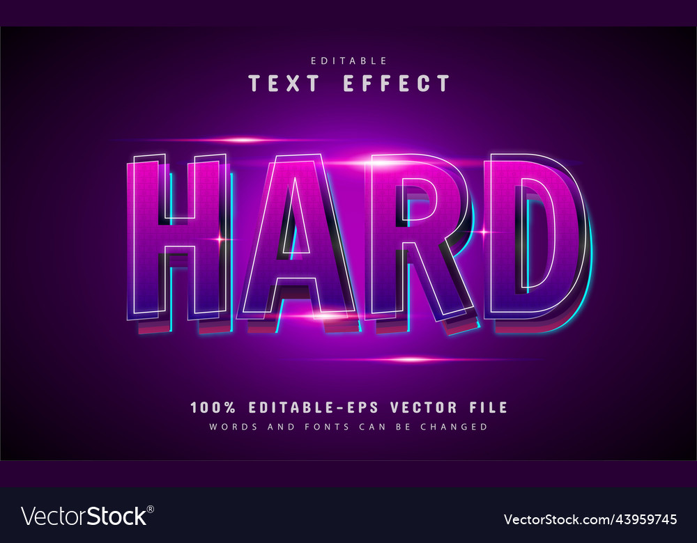 Hard text effect with purple gradient