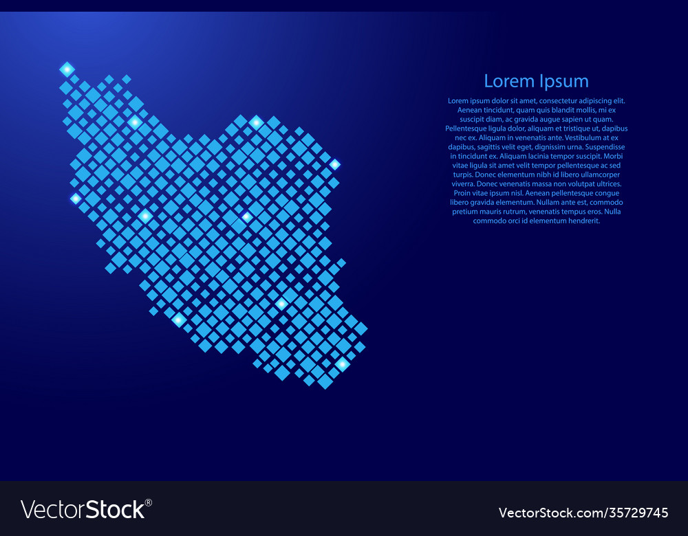 Iran map from blue pattern rhombuses different vector image Iran map from blue pattern rhombuses different
