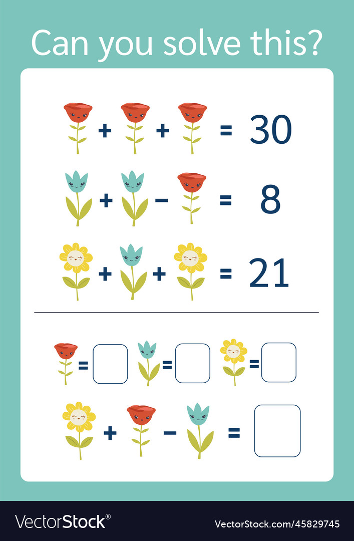 Math riddle format find the answer vector image Math riddle format find the answer