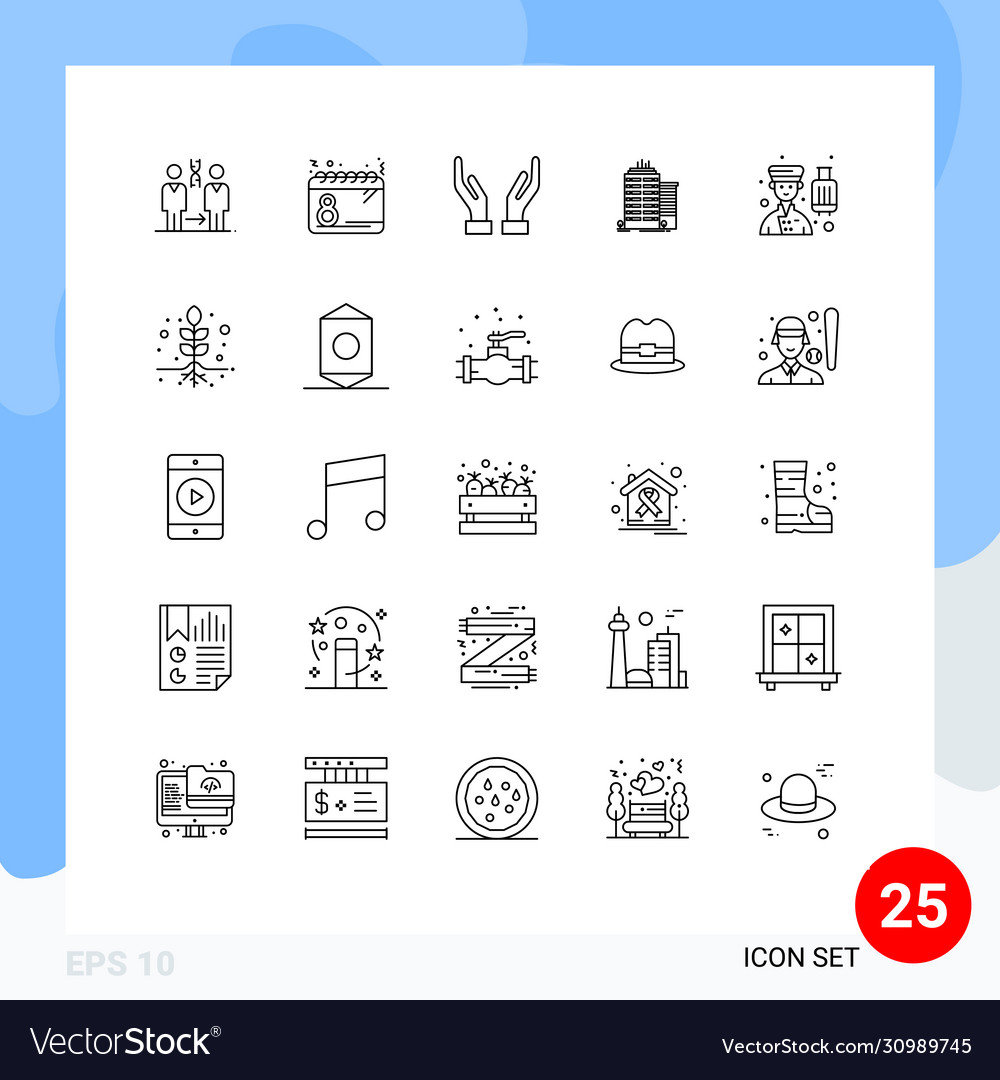 Modern set 25 lines pictograph avatar Royalty Free Vector