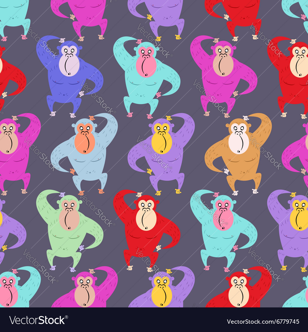 Monkey seamless pattern multicolored gorilla