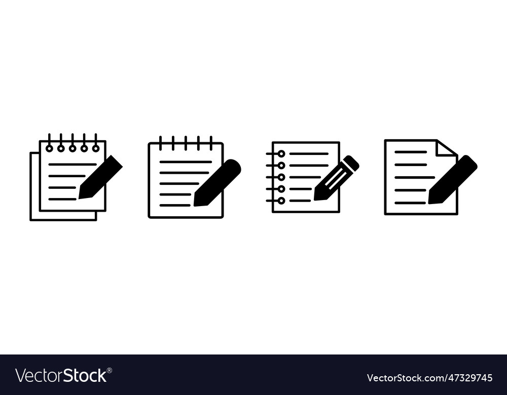 Note icon set notepad vector image Note icon set notepad