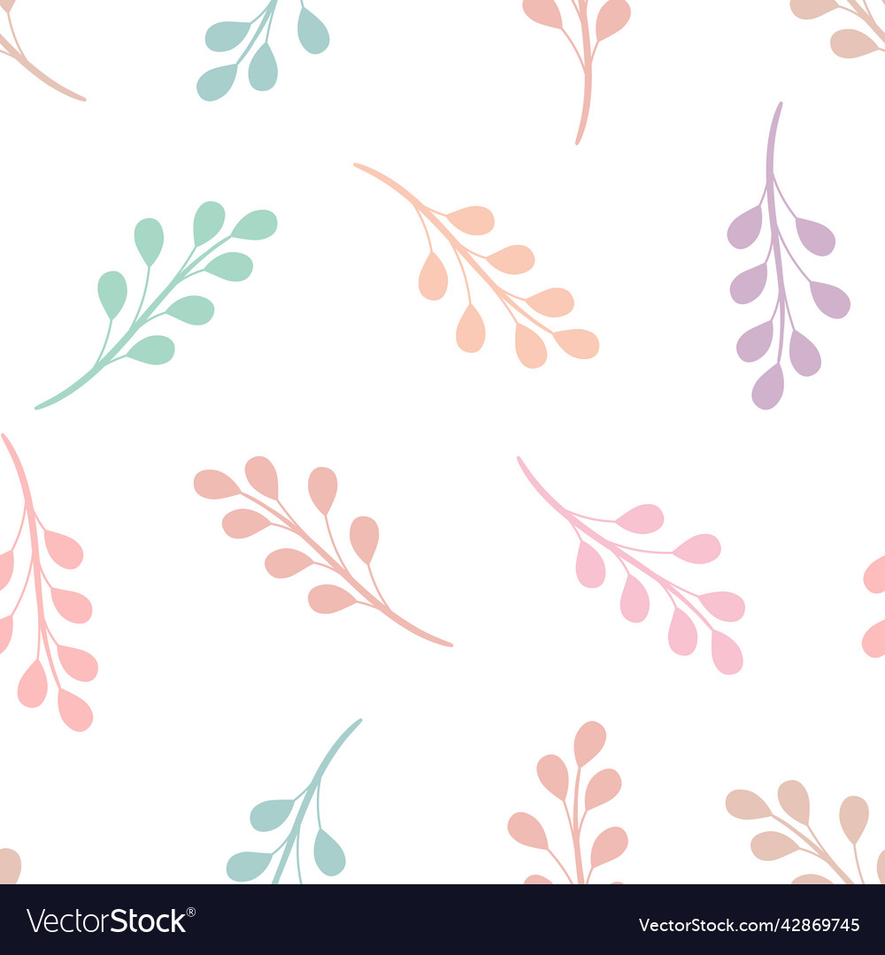 Pastel repeat pattern with leaves vector image Pastel repeat pattern with leaves