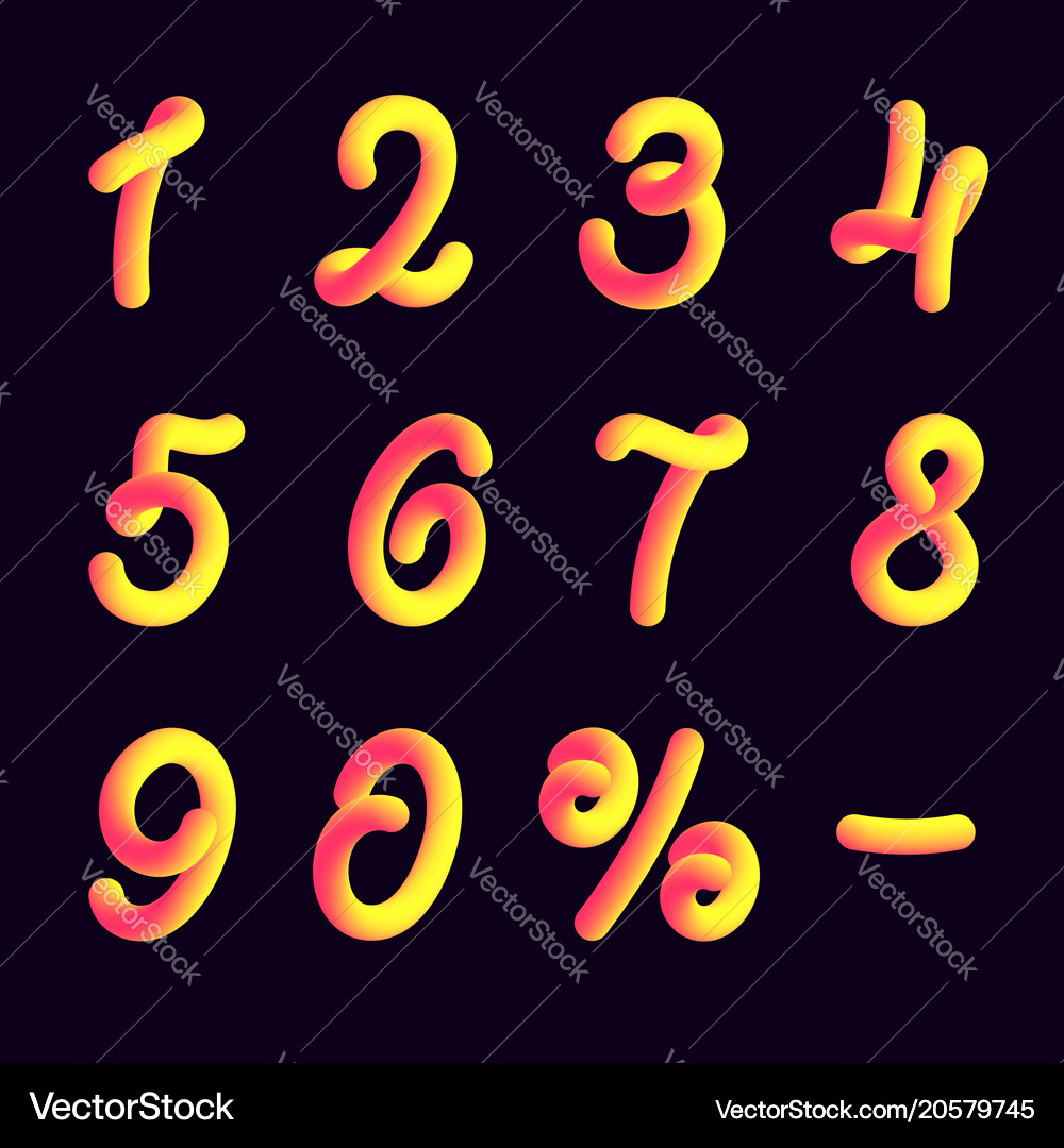 Plastic numbers in 3d style Royalty Free Vector Image
