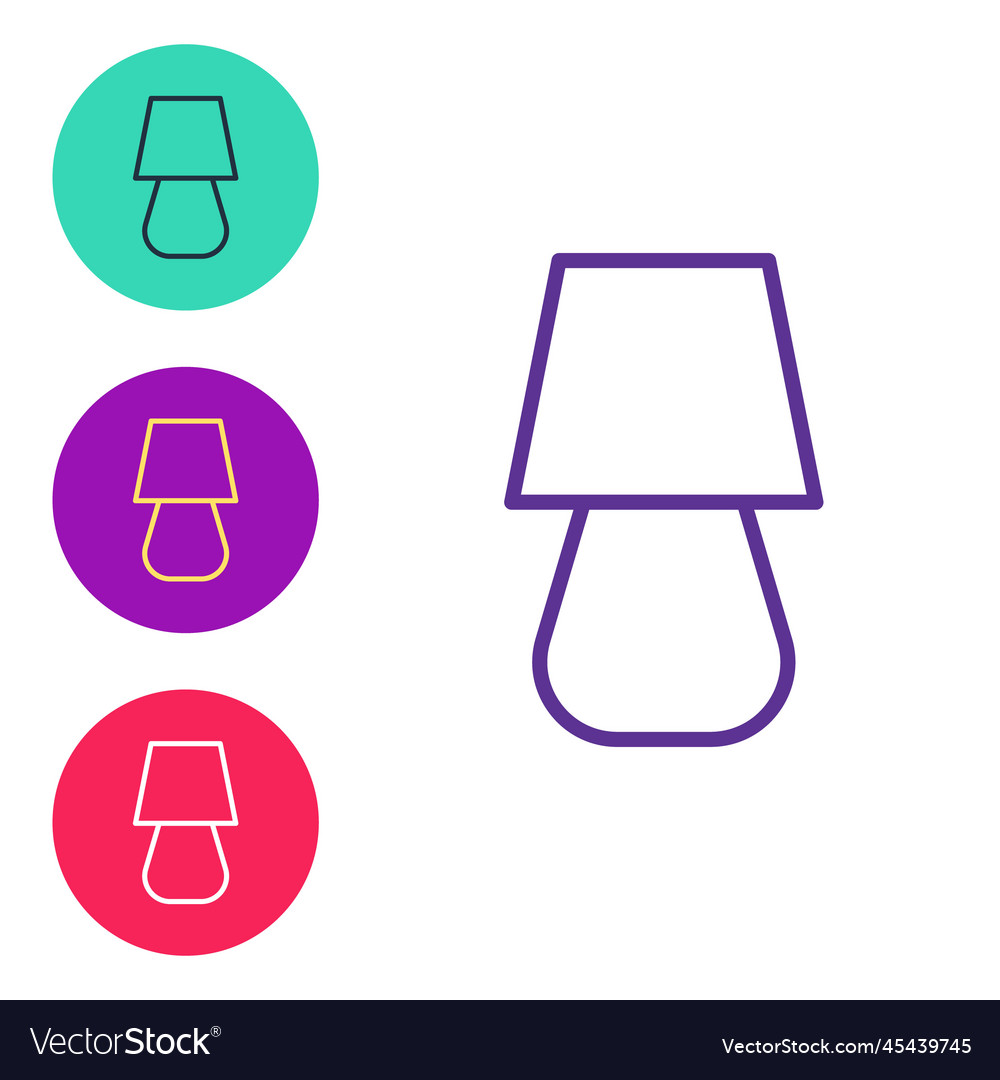 Set line table lamp icon isolated on white vector image Set line table lamp icon isolated on white