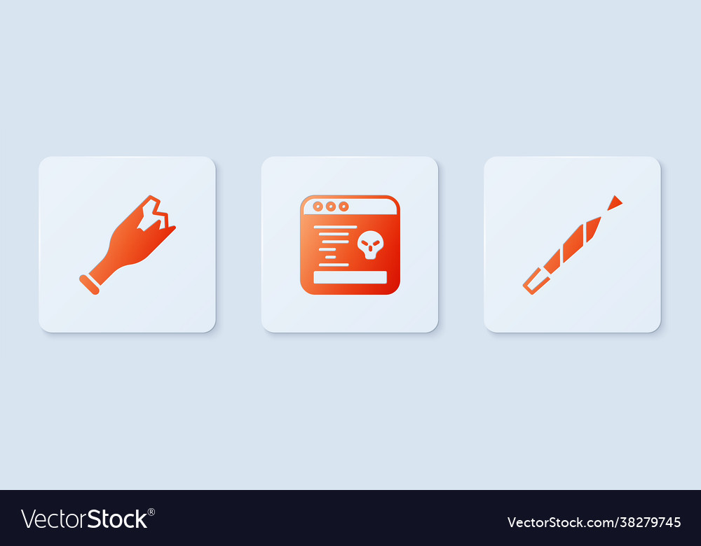 Set system bug broken bottle as weapon vector image Set system bug broken bottle as weapon