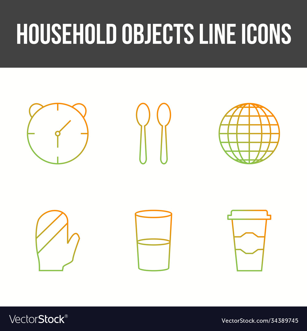 Unique household objects icon set