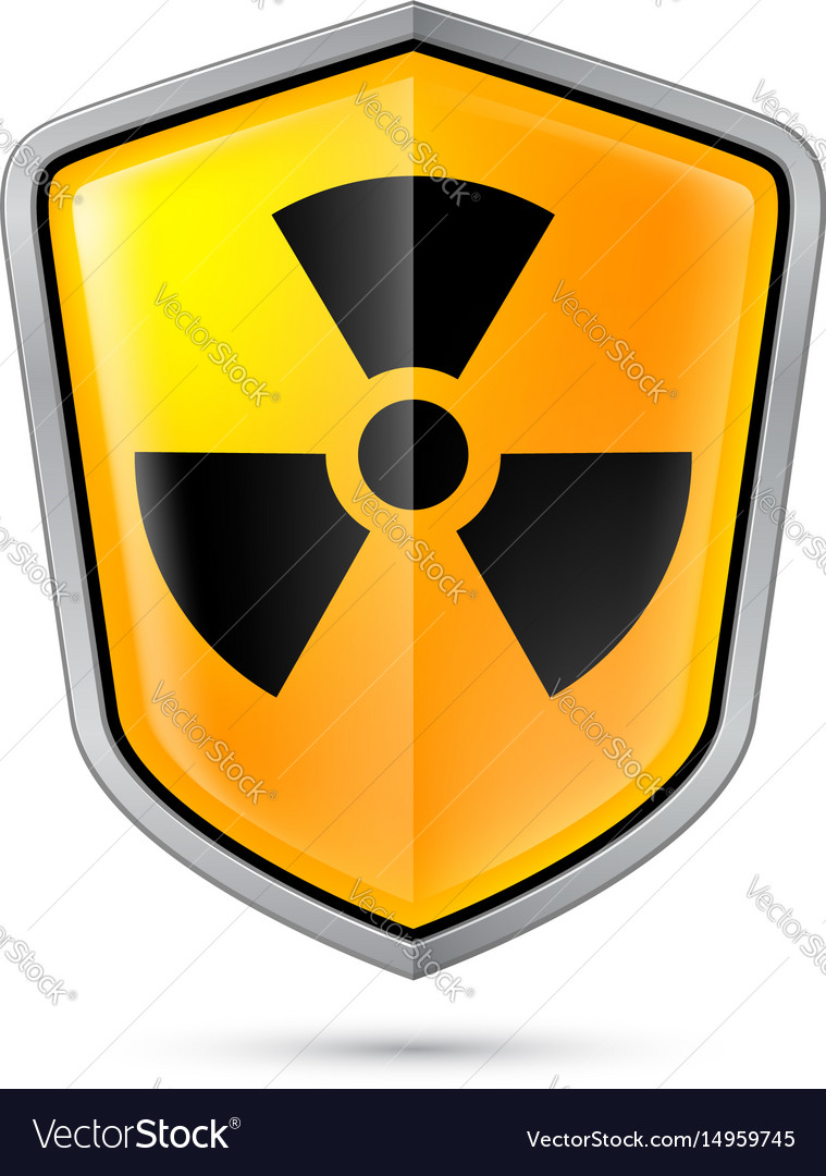 Warning sign on shield indicating of radiation