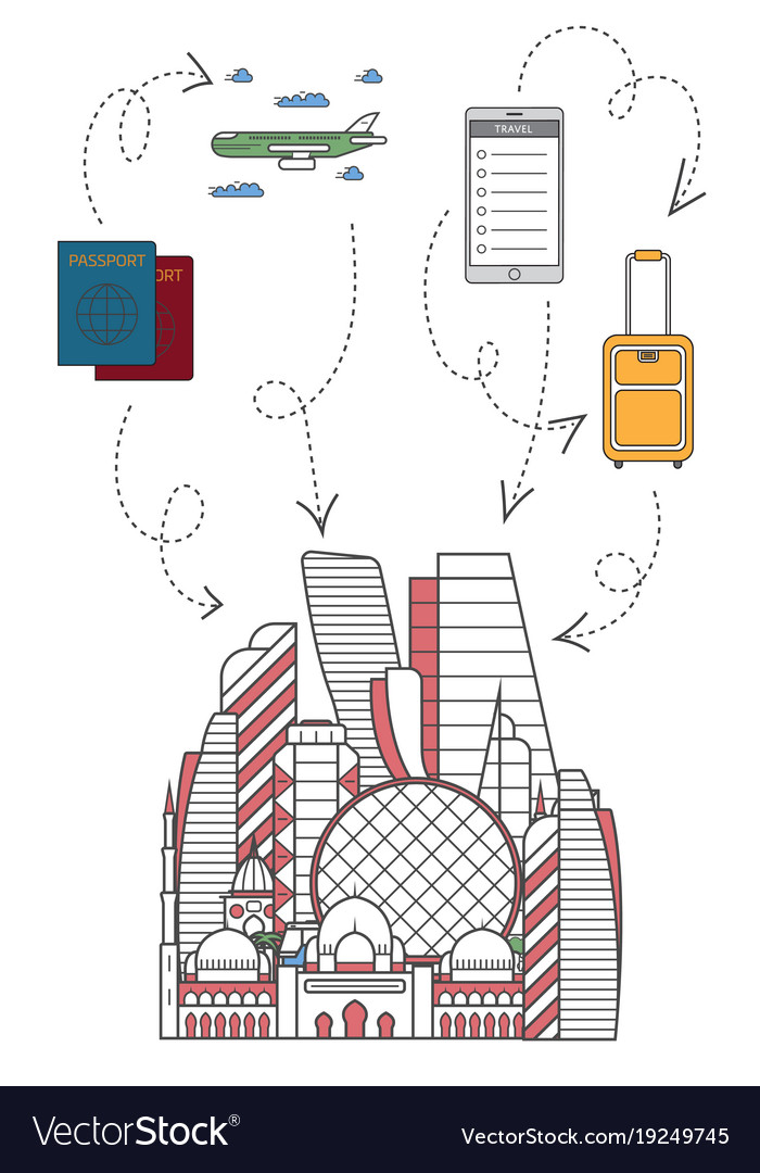 Welcome to abu dhabi poster in linear style