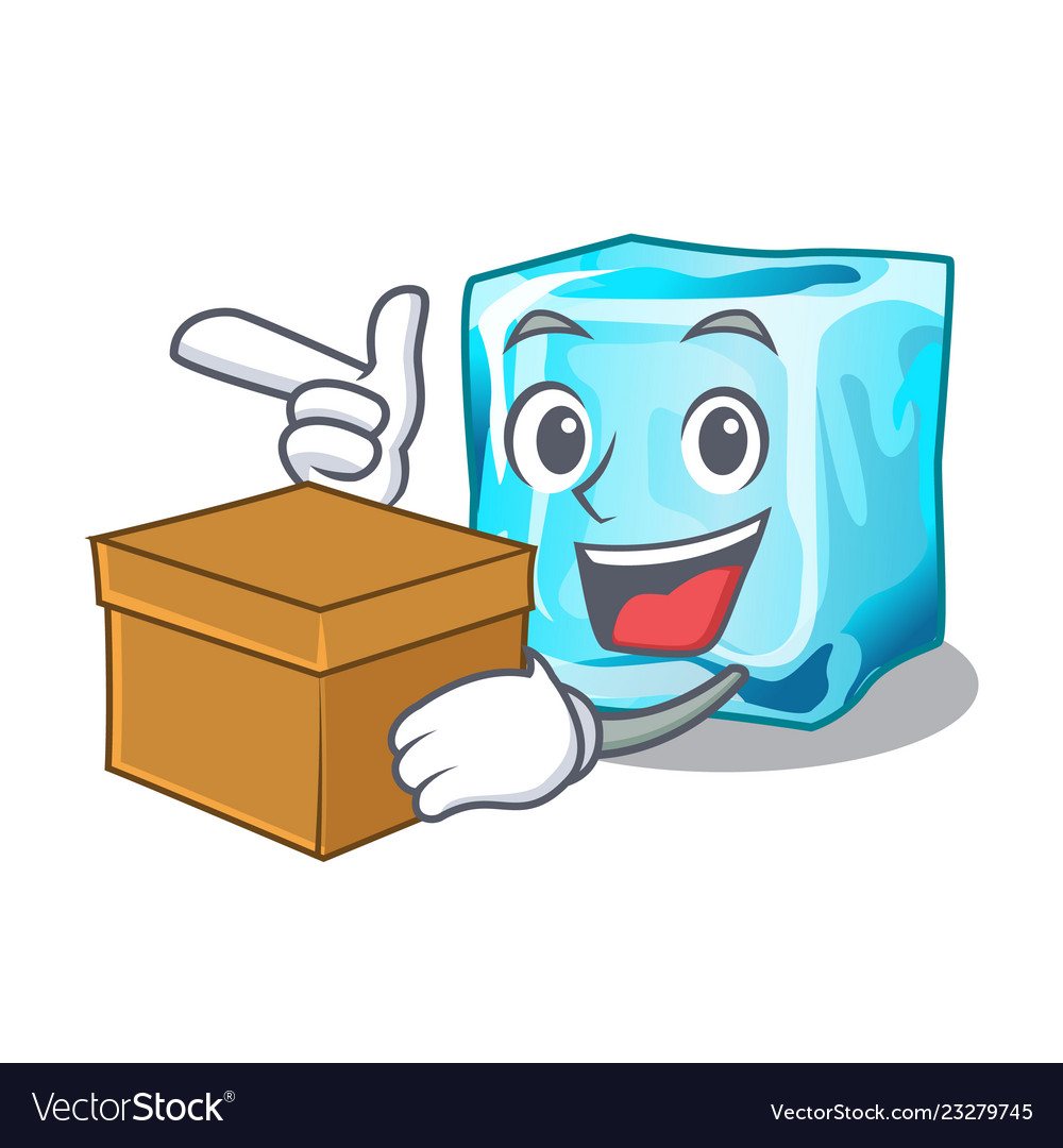 With box ice cubes whit mascot on above Royalty Free Vector With box ice cubes whit mascot on above Royalty Free Vector