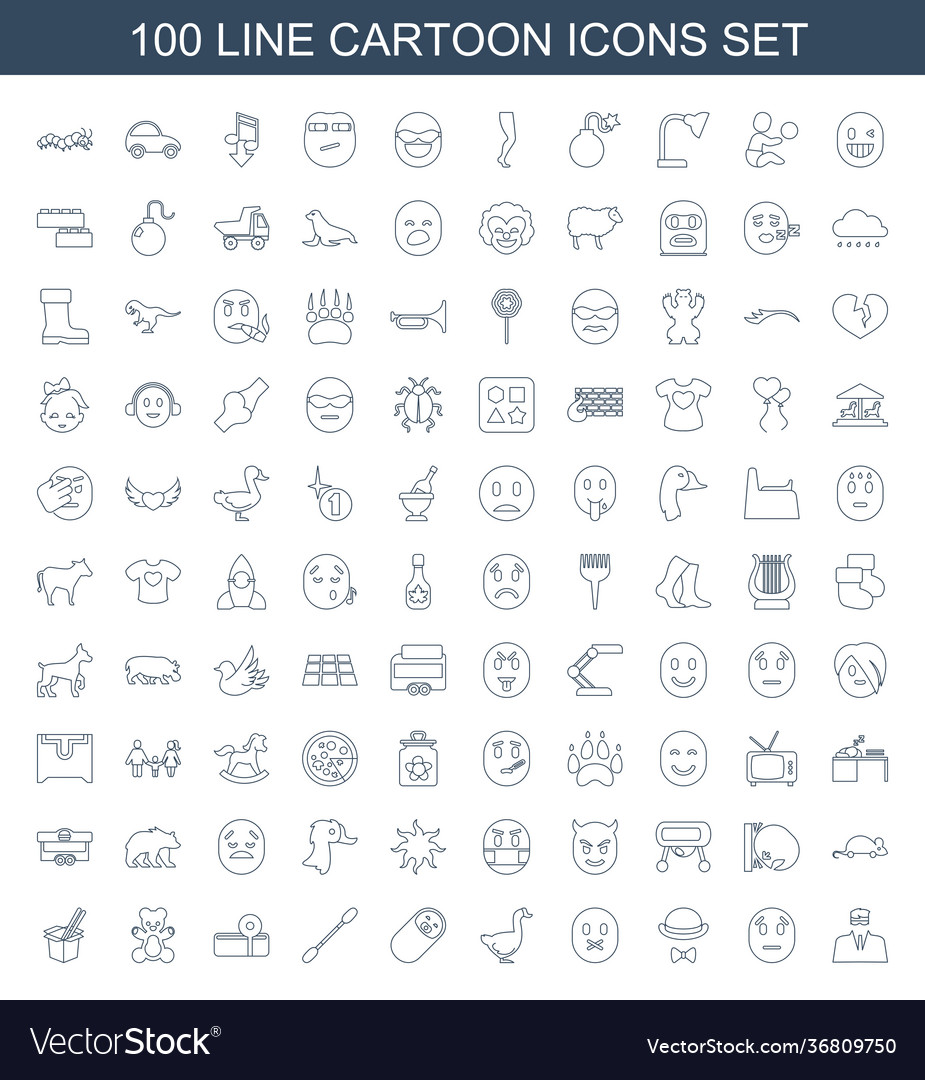 100 cartoon icons