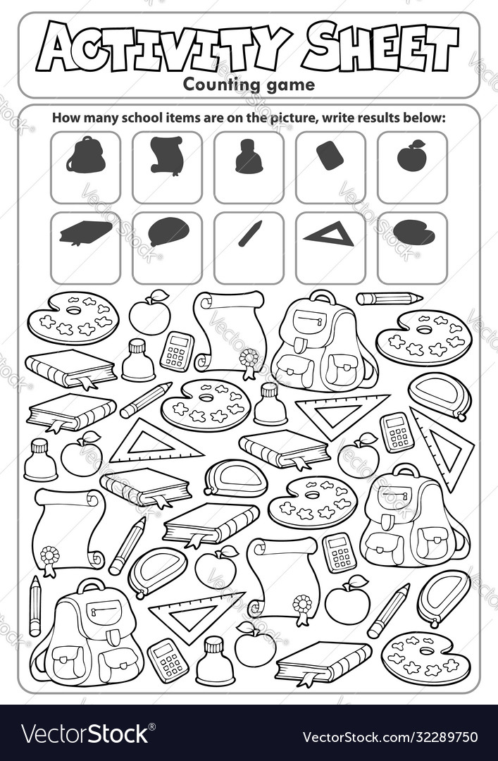 Activity sheet counting game topic 1