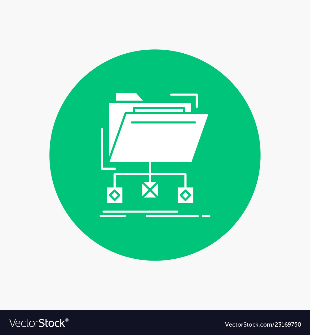 Backup data files folder network white glyph icon vector image Backup data files folder network white glyph icon