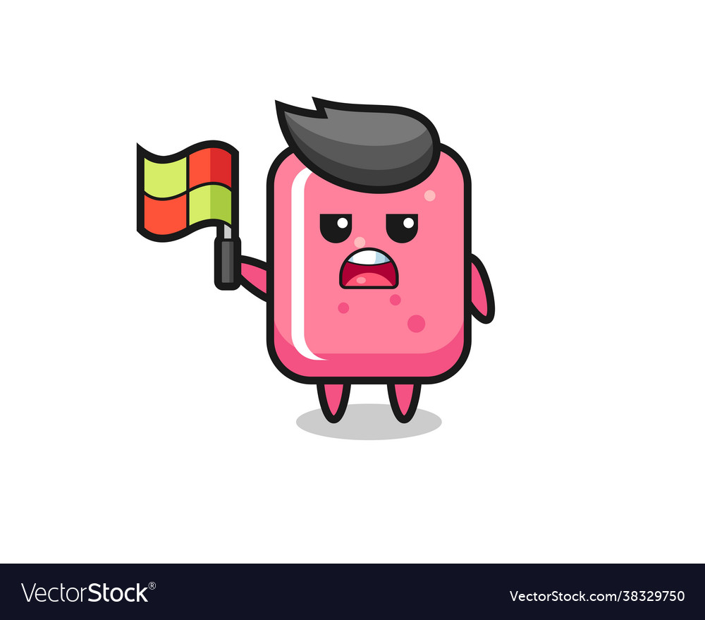 Bubble gum character as line judge putting vector image Bubble gum character as line judge putting