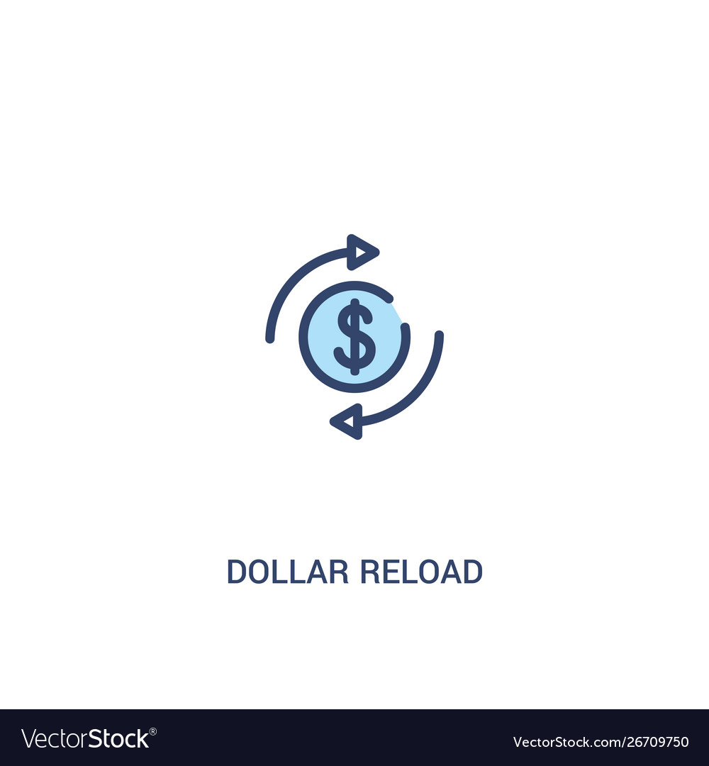 Dollar reload concept 2 colored icon simple line vector image Dollar reload concept 2 colored icon simple line