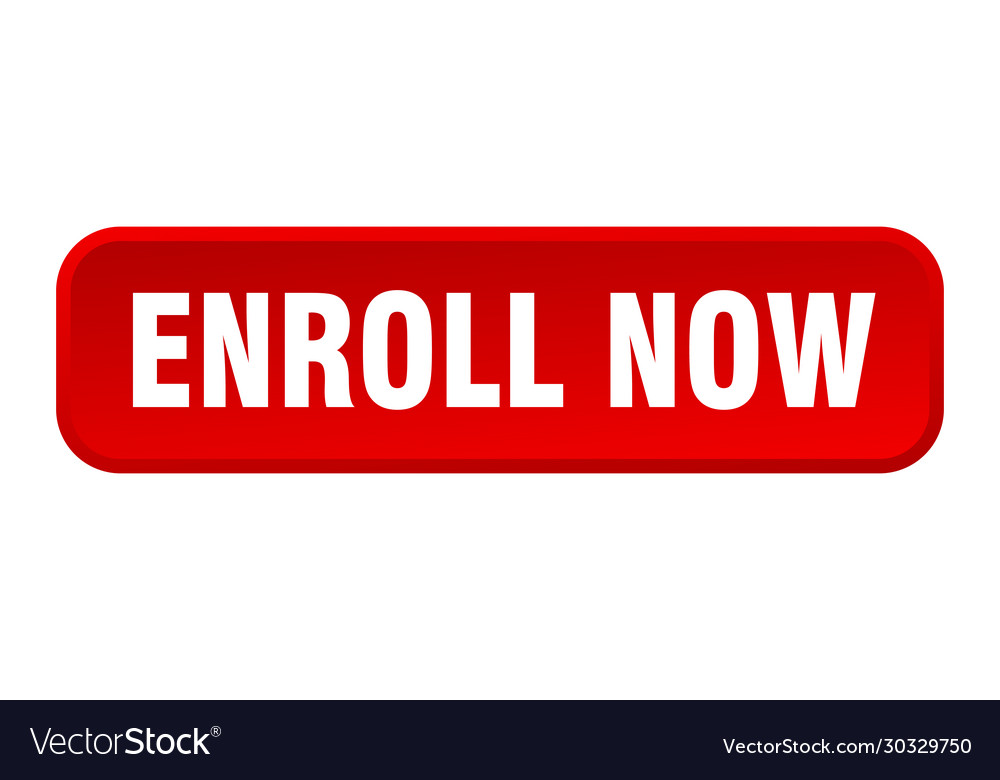 Enroll now button square 3d push
