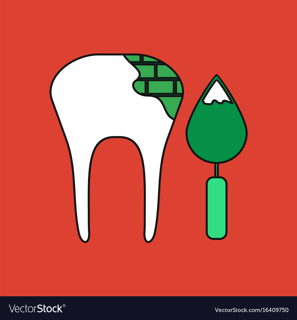 Flat icon design collection tooth with tool