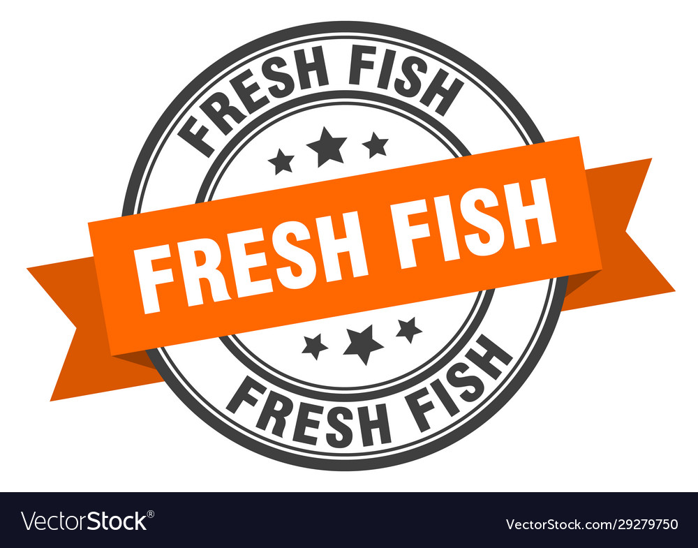 Fresh fish label fishround band sign