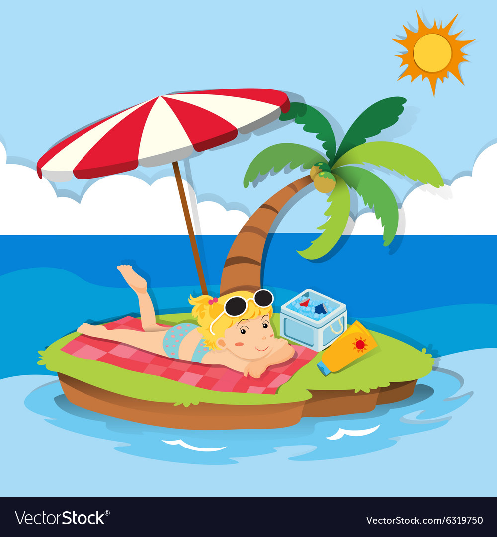 Lady enjoying the beach Royalty Free Vector Image