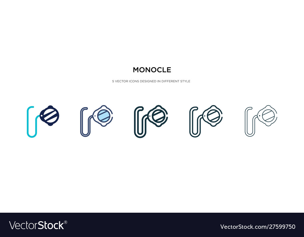 Monocle icon in different style two colored