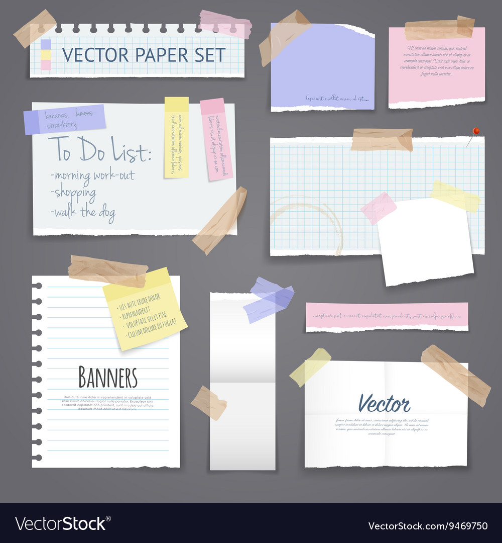 Paper Banners Set With Sticky Tape Royalty Free Vector Image