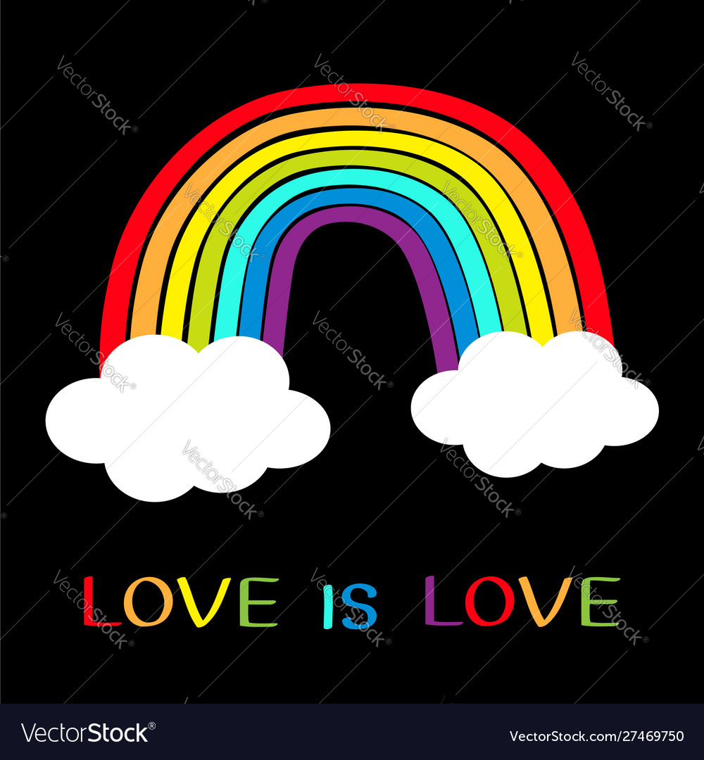 Rainbow icon two clouds in sky colorful line Vector Image