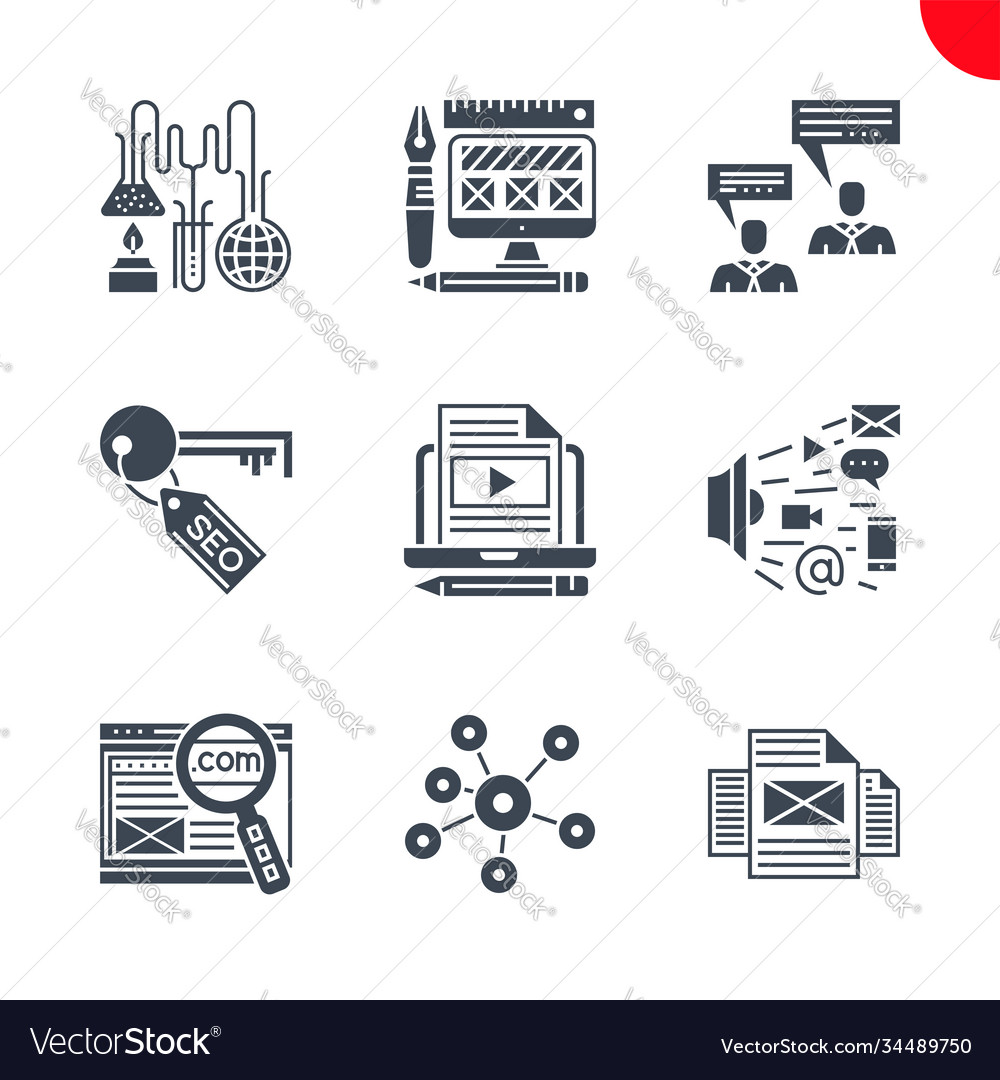 Seo and web opimization icons set vector image Seo and web opimization icons set
