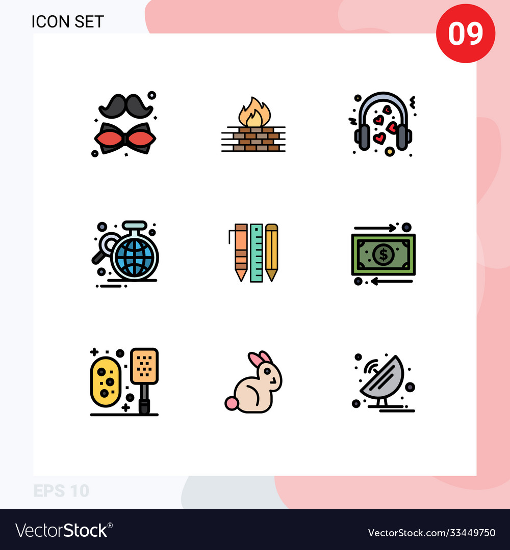 Set 9 modern ui icons symbols signs for data