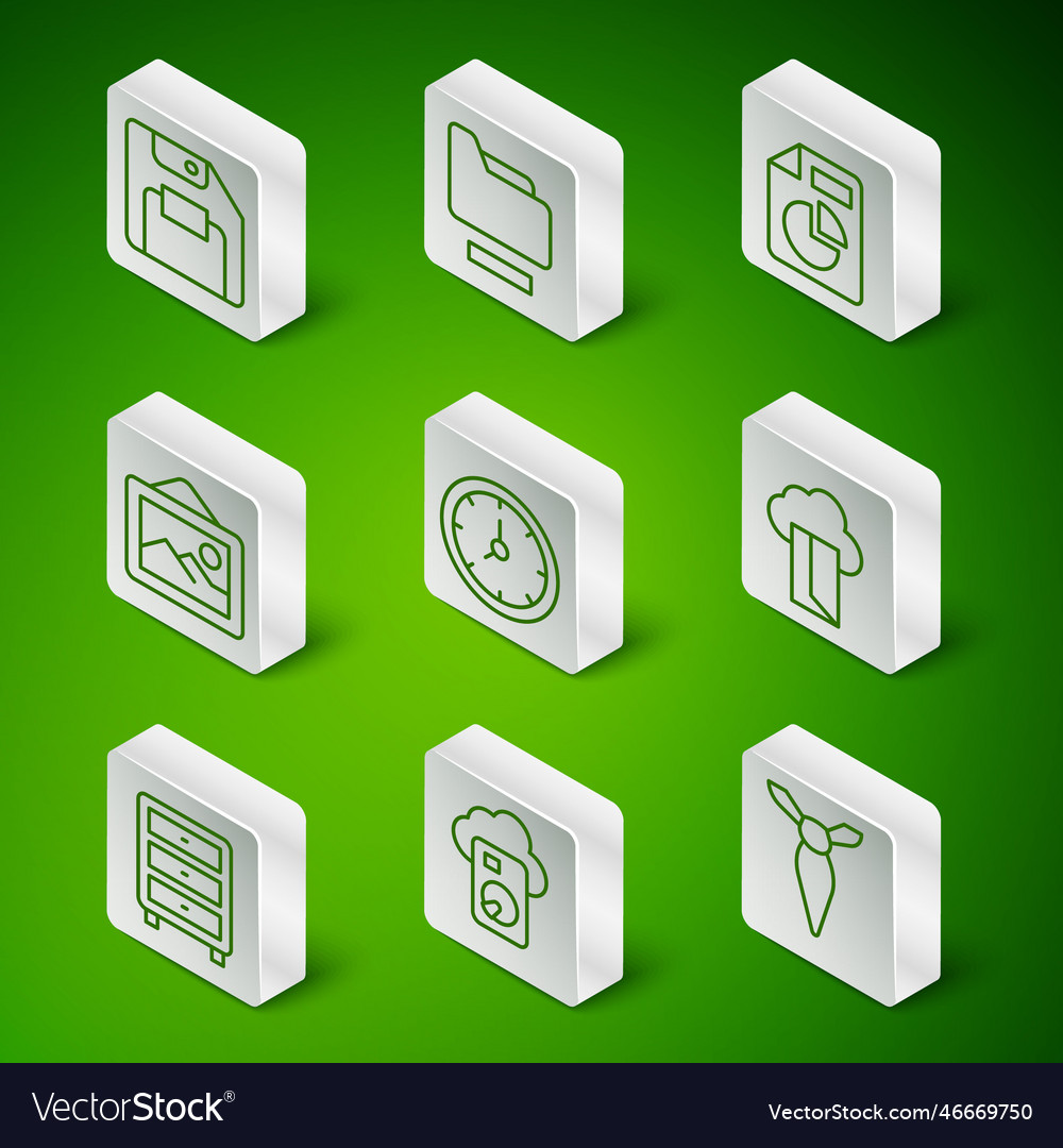 Set line tie cloud database floppy disk clock vector image Set line tie cloud database floppy disk clock