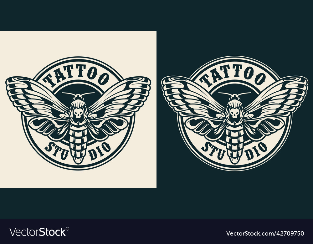 Vintage tattoo studio round label