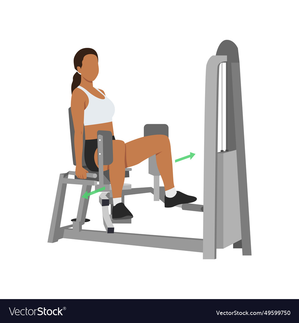 Woman doing exercise using abductor thigh machine Vector Image