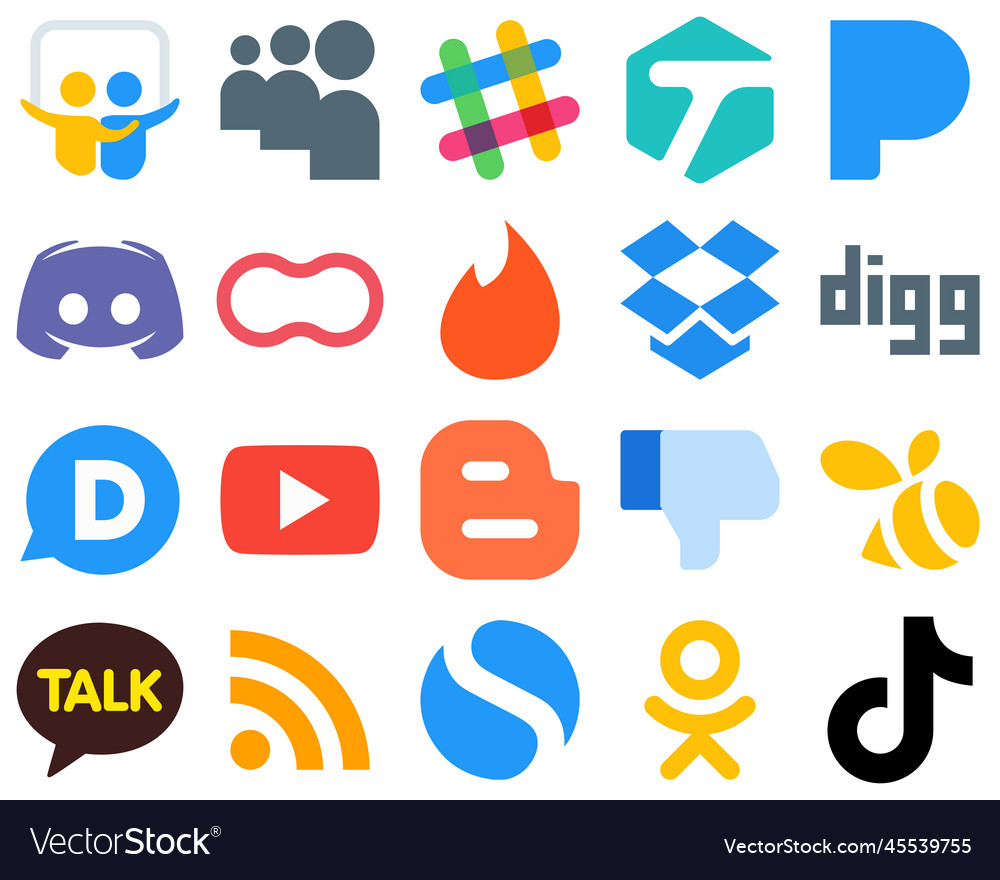 20 flache Social Media-Icons für ein zeitgenössisches Web