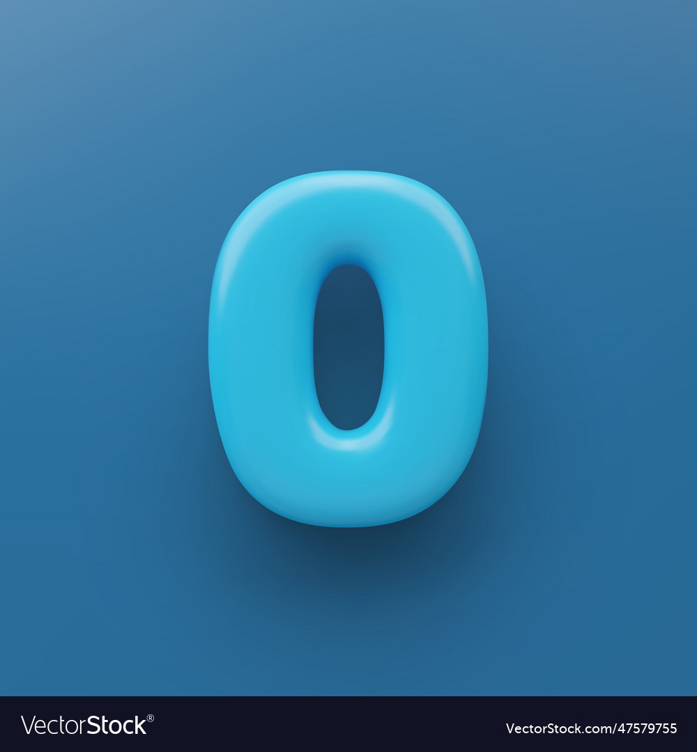 3d blue number null with a glossy surface Vector Image