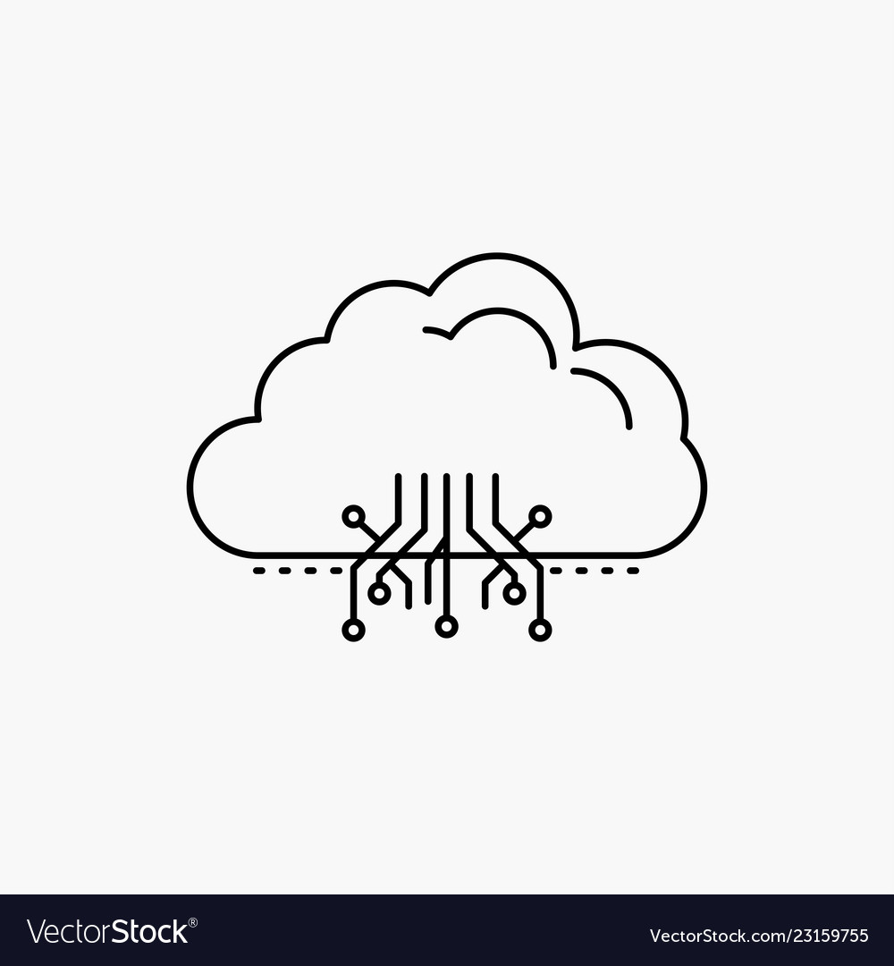 Cloud computing data hosting network line icon