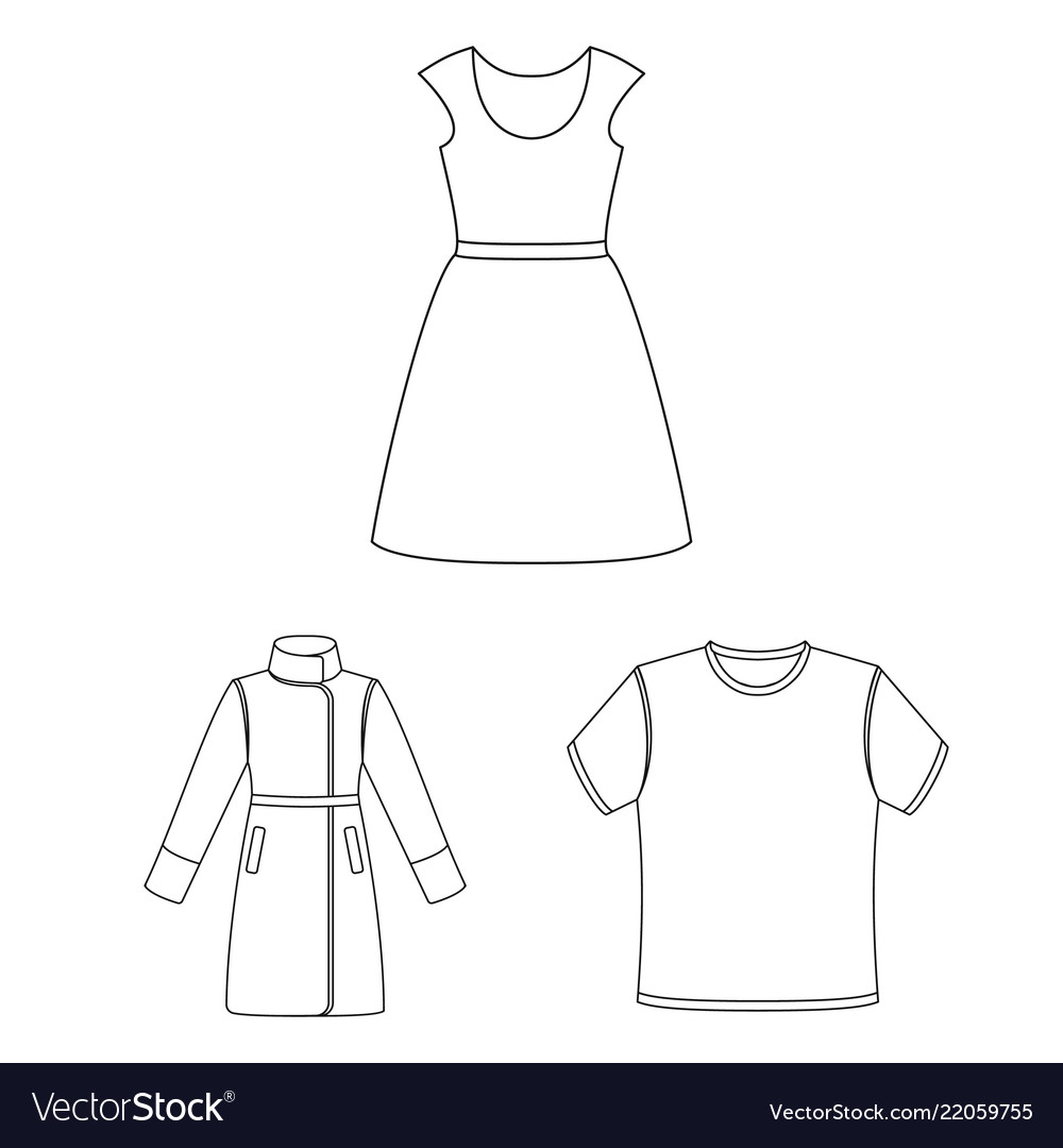 Different kinds of clothes outline icons in set Vector Image