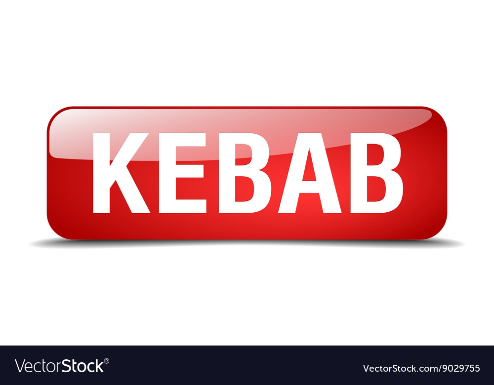 Kebab red square 3d realistic isolated web button
