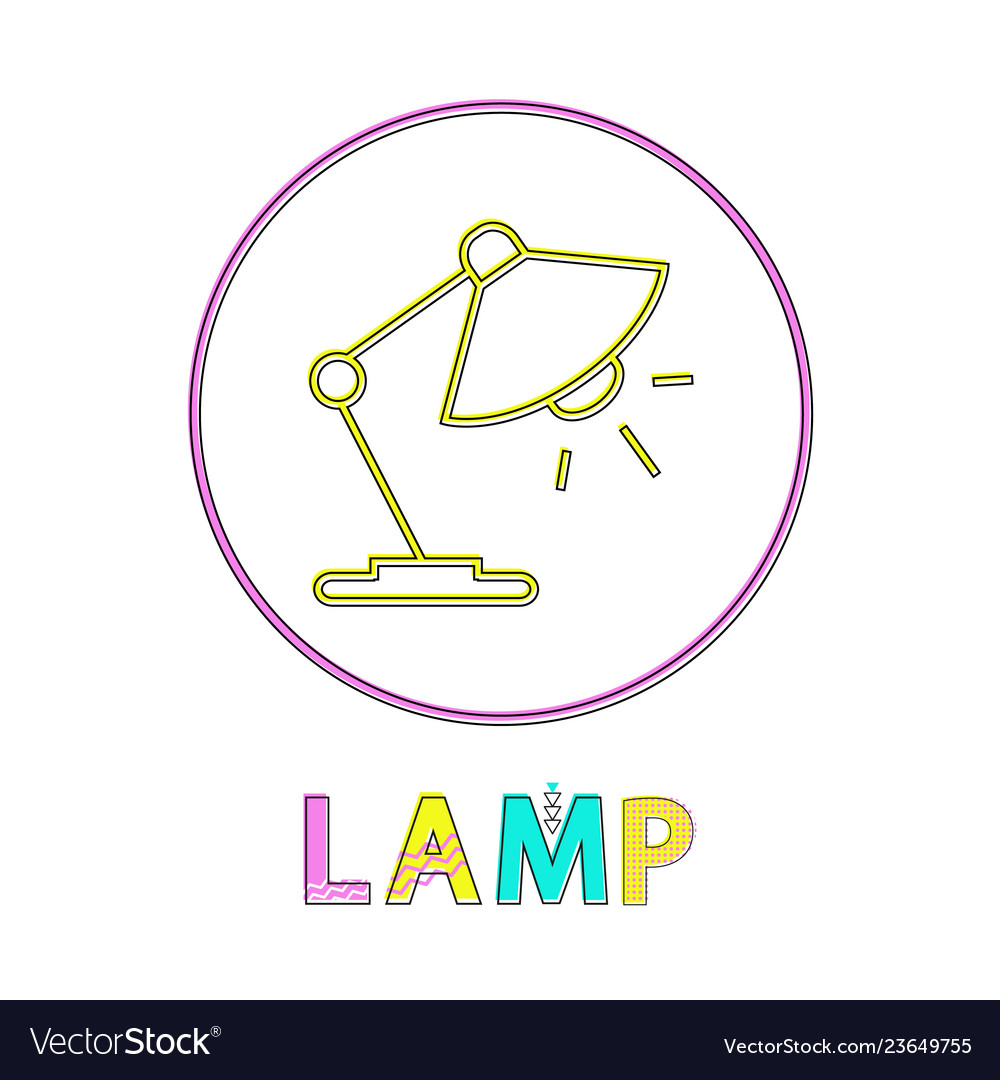 Lamp round bright linear icon template for app