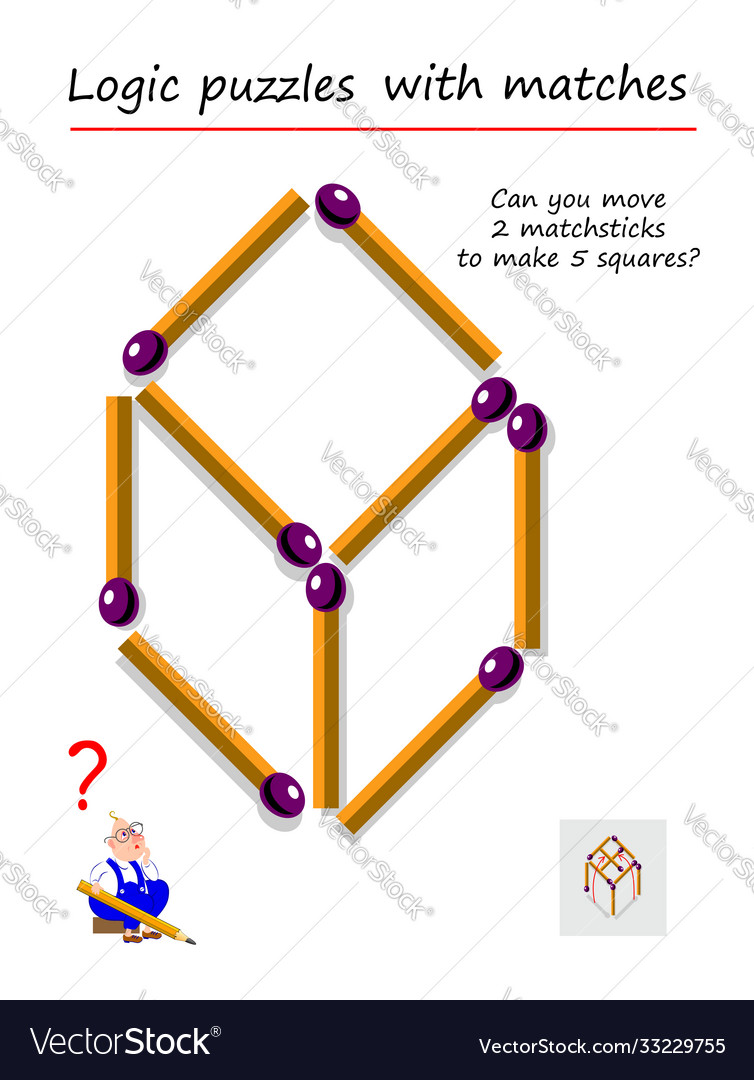 logic-puzzle-game-with-matches-for-children-vector-image