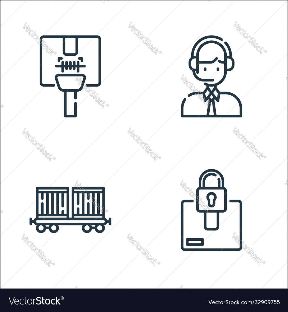 Logistic and delivery line icons linear set vector image Logistic and delivery line icons linear set