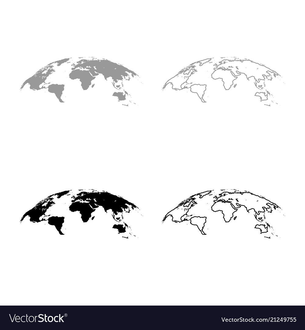 Map of world 3d effect surface icon outline set