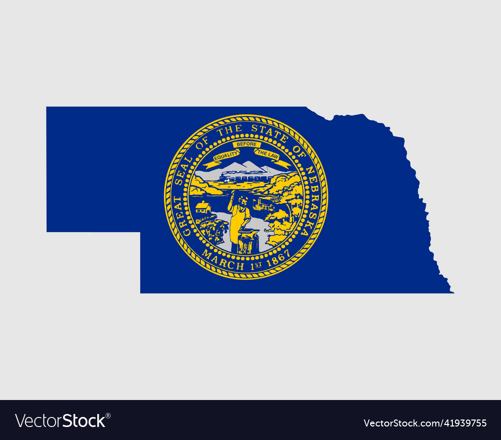 Nebraska map flag of ne usa with banner Vector Image Nebraska map flag of ne usa with banner
