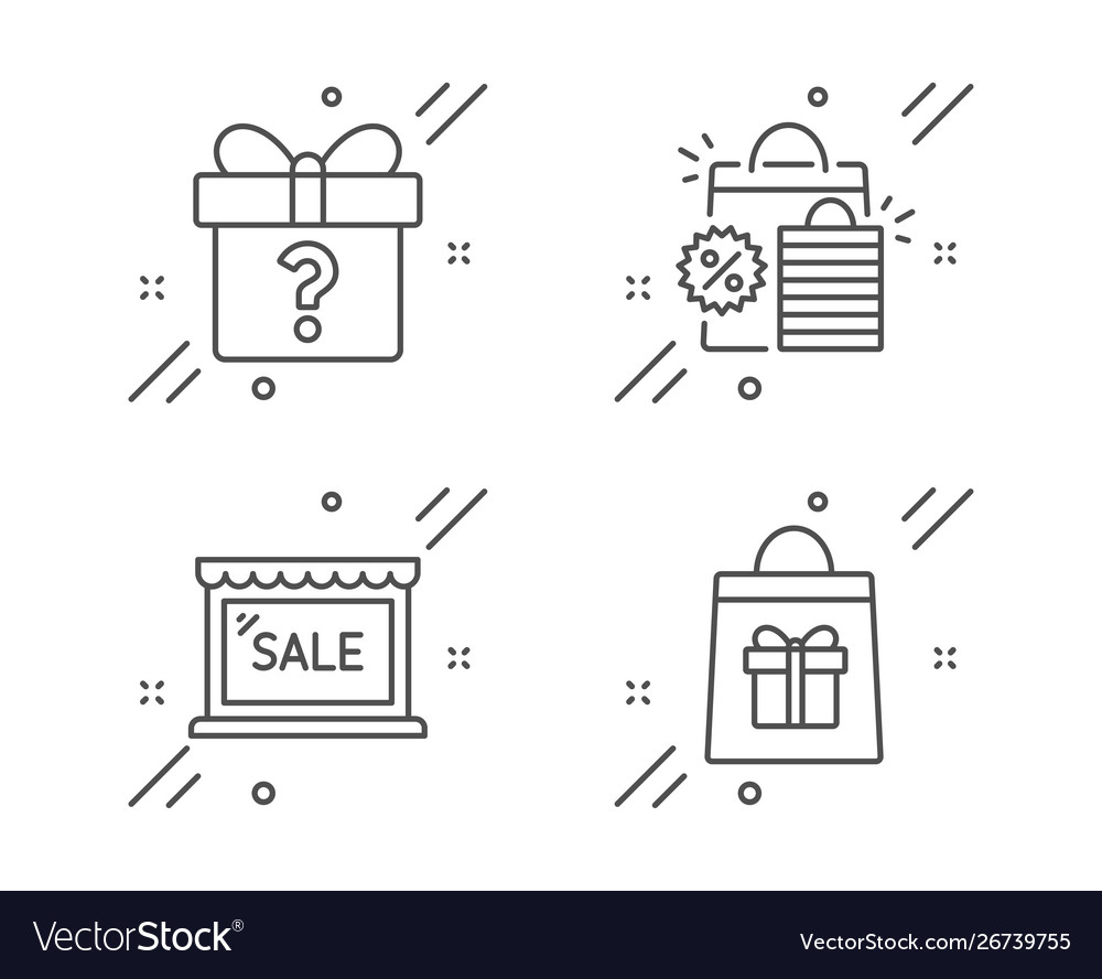Sale shopping bags and secret gift icons set vector image Sale shopping bags and secret gift icons set