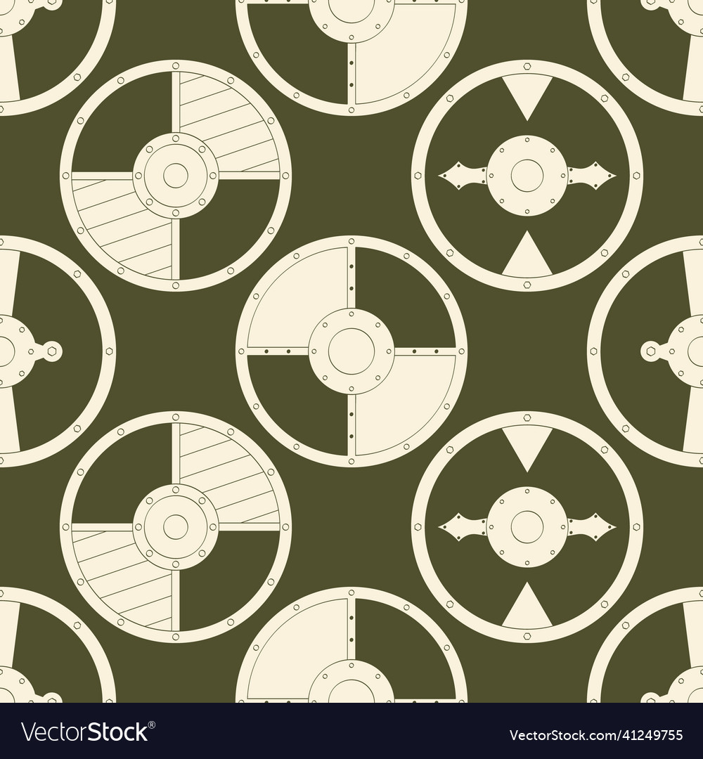 Seamless pattern with ancient shields
